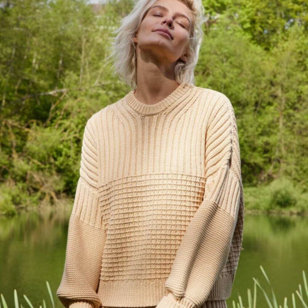 The Knotty Ones Delcia Chunky Cotton Sweater Cream One Size $275